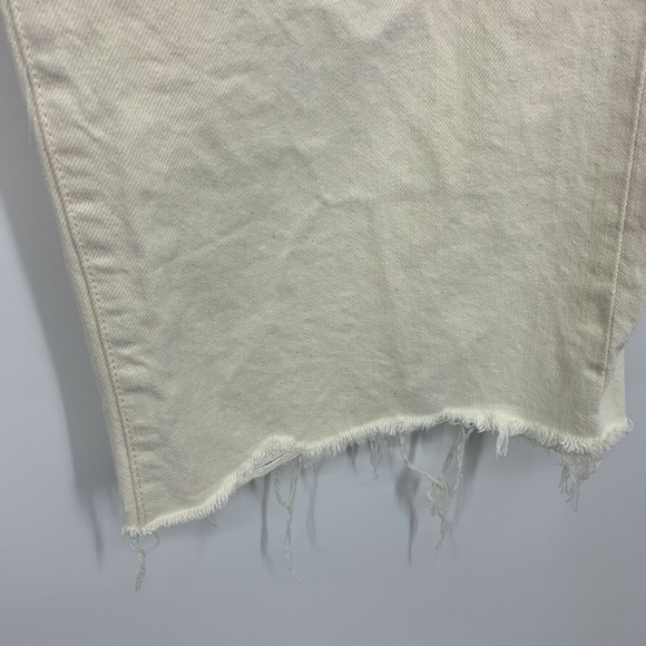 American Eagle Jeans Womens Plus Size 20 Regular Wide Leg Crop Button Fly Beige - Picture 8 of 11